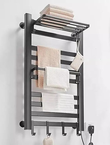  Radiador calentador de toallas eléctrico, toallero calefactable independiente y montado en la pared, toallero calefactor de aleación de aluminio para baño