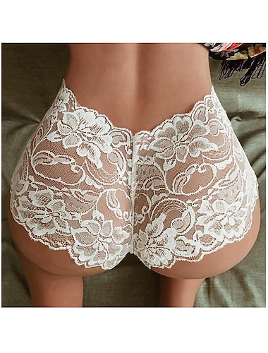  Lencería sexy para mujer, bragas eróticas, tentación de pestañas, pantalones huecos de cintura baja, bragas sexy de encaje transparente