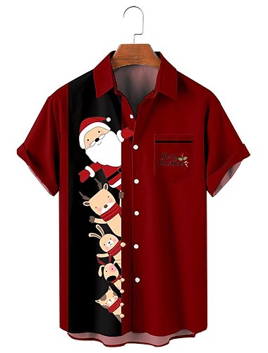  Navidad Papá Noel Camisas hawaianas Camisa hawaiana Pullover Estampado Gráfico Camisas Para Hombre Adulto Impresión 3D Fiesta