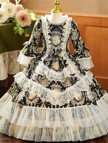  Gotisch Rokoko Vintage inspiriert Kleid Partykostüm Maskerade Prinzessin Shakespeare Einfarbig Ballkleid Mädchen königlich Halloween Karneval Kindertag Hochzeit Party Hochzeitsgast Kinder Kleid
