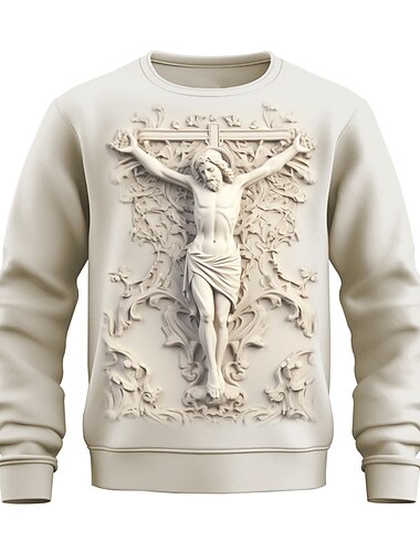  Herr Grafisk Jesus Tro Tröjor Pullover-tröja Långärmad Tröja Rund hals Mode Dagligen Ledigt 3D-tryck Semester Helgdag Utekväll Mönster Vår & Höst