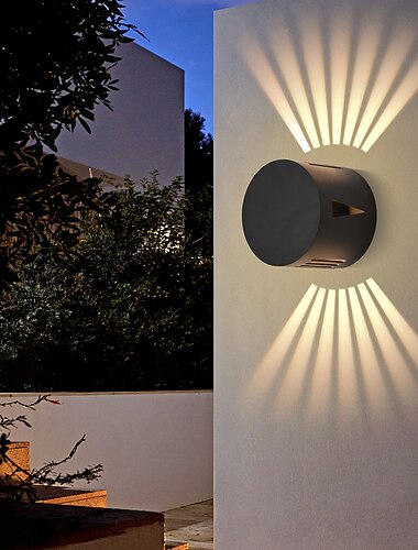  Wasserdichte LED-Wandleuchte, Up-Down-Wandleuchten, Befestigung für den Außenbereich, Innenbereich, verstellbarer Lichtstrahl, drehbarer Lampenschirm, 10 W, moderne runde Wandleuchte für Veranda,