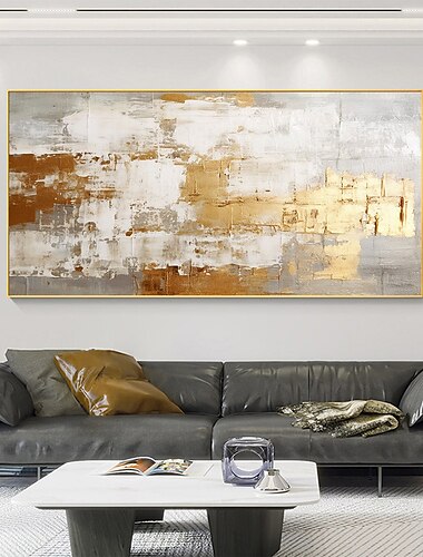  Mintura handgemachte abstrakte goldene Ölgemälde auf Leinwand, Wandkunst, Dekoration, modernes Bild für Heimdekoration, gerolltes, rahmenloses, ungedehntes Gemälde