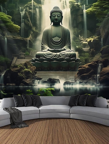  de boeddha landschap hangend tapijt kunst aan de muur groot tapijt muurschildering decor foto achtergrond deken gordijn thuis slaapkamer woonkamer decoratie