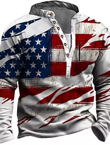  Veteranernas dag Herr Patriot Patriotisk Veteran Unisex Grafiktryck Nationell Flagga Sweatshirt Pullover Knäpp Hoodie Långärmad Sweatshirt Stående Krage Gatustil Designer Casual 3D Tryck Daglig