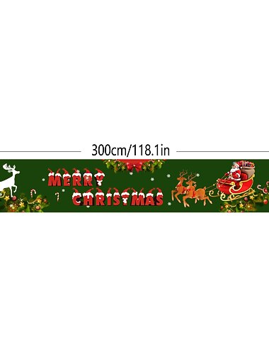  god julebanner, julebannere for utvendig, rødt juleskilt enormt julehagebanner til julefest, utendørs innendørs dekorasjon 300*50cm