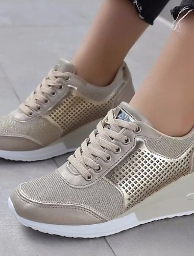  Per donna Scarpe da ginnastica Taglie forti Con rialzo interno Sneakers con plateau Esterno Giornaliero Color Block Estate Plateau Zeppa Punta tonda Di tendenza Per sport Informale Footing Similpelle