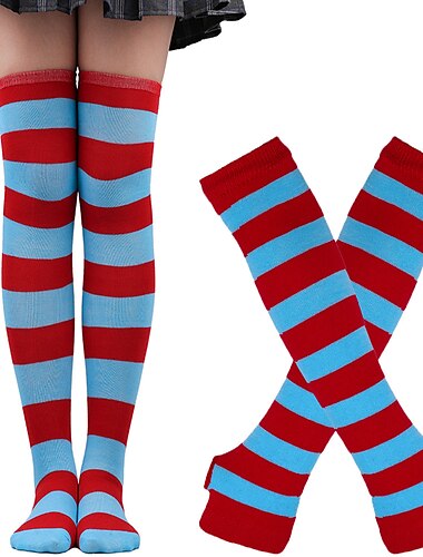  Knielänge Socken Weihnachtssocken Damen Weihnachten Karneval Heiligabend Retro Vintage Handschuhe Socken