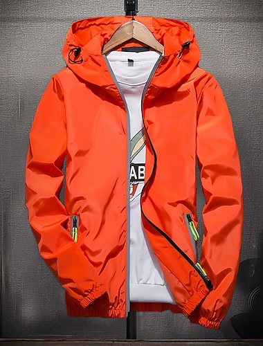 Herren Leichte Jacke Outdoorjacke Sommerjacke Windbreaker Urlaub Sport im Freien Reflektierend UV-beständig Sommer Herbst Einfarbig Moderner Stil Mit Kapuze Regulär N503 orange N503 dunkelblau N503