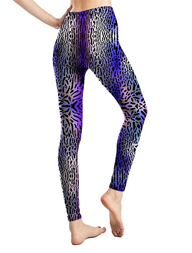  Per donna Ghette Attivo Di tendenza Lunghezza intera Vita alta Leopardo Gradiente Pelle di serpente Vita elastica Stampa Traspirante Morbido Comodo Media elasticità Esterno Da mare Interni Leopardata