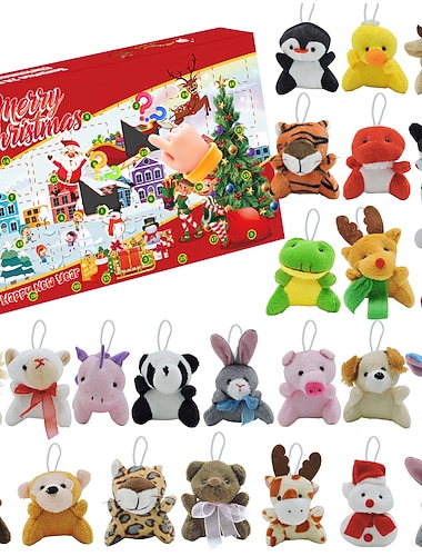  クリスマス ぬいぐるみ カウントダウン カレンダー - 2025 クリスマス 24 日間 ミニ アドベント カレンダー 24 匹の動物ぬいぐるみ付き - 24 日間 カウントダウン アドベント カレンダー クリスマス ギフト