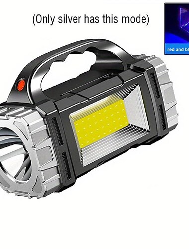  1 stk multifunksjonell bærbar solcellelampe, usb oppladbar LED-lommelykt med sidelys, vanntett, flomlys &spotlight, håndholdt lommelykt for utendørs camping, fiske, fotturer og nattvandring