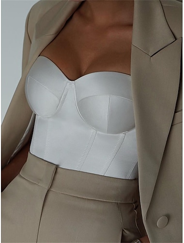  shapewear pour femmes corsets de couleur pure rendez-vous de rue sortie bandeau respirant sans manches dos nu été printemps tenues pour la maison