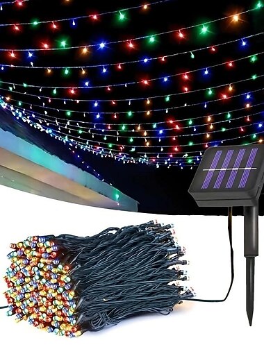  Elegantes luces solares navideñas para recepción de bodas al aire libre: luces parpadeantes de alambre verde de 30 a 1000 led, 8 modos a prueba de agua para árbol de Navidad, fiesta en el jardín