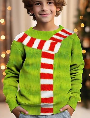  Jul Drenge 3D Tegneserie Snemand Sweatshirt Pullover Langærmet 3D-udskrivning Efterår Vinter Mode Gade Sej Polyester Børn 3-12 år udendørs Afslappet Daglig Regulær