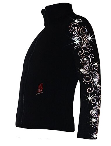  Fleecejacke fürs Eiskunstlaufen Damen Mädchen Eislaufen Jacke Shirt Schwarz Rosa Blau elastisch Ausbildung Wettbewerb Eiskunstlaufkleidung warm Kristalle Langarm Eislaufen Eiskundstlauf