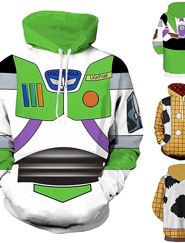  Toy Story Anno luce legnoso Buzz Lightyear Felpa con cappuccio Anime Cartone animato Manga 3D Grafica Stile di strada Per Da coppia Per uomo Per donna Per adulto Ritorno a scuola Stampa 3D