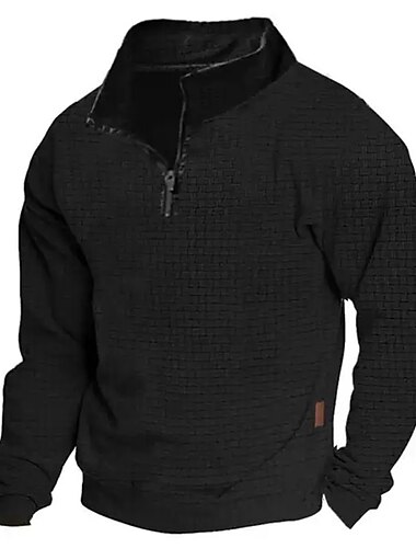  Herren Sweatshirt Pullover Sweatshirt mit Viertelreißverschluss Schwarz Weiß Armeegrün Marineblau Dunkelgray Troyer Halber Reißverschluss Glatt Sport & Natur Täglich Festtage Strassenmode Basic