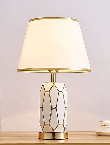  lampe de table en céramique émaillée dorée peinte à la main magnifique lampe de chevet de chambre avec abat-jour en forme de tonneau vase traditionnel lampe de bureau de chambre 47 * 30 cm 85-265v