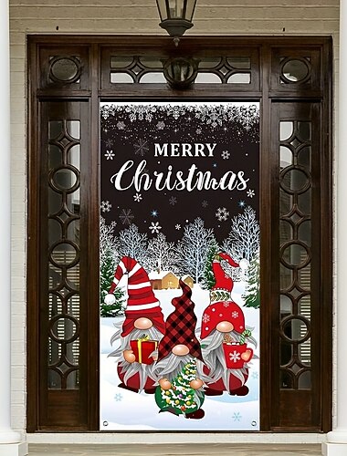  زينة باب عيد الميلاد، أغطية أبواب أقزام، ستائر باب مزخرفة، خلفية باب عيد الميلاد، لافتة باب للباب الأمامي، لوازم ديكور حفلات العطلات