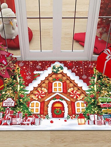  julepynt dørmatte nisser flanell dørmatte soverom bad kjøkken anti-skli matte støvtett stue entré teppe