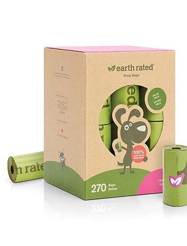  Earth-rated hondenpoepzakjes nieuwe look gegarandeerd lekvrij en extra dikke afvalzak navulrollen voor honden lavendelgeur 270 stuks