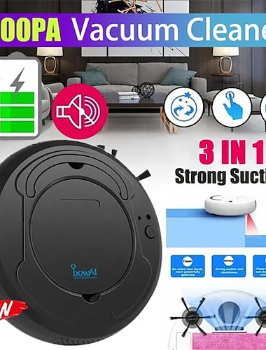  3-i-1 automatisk soprobot 1800pa starkt sug smart golvrengöring laddningsbar smart soprobot torr våt sopdammsugare stark sugrobot rengöringsmedel för hemmet
