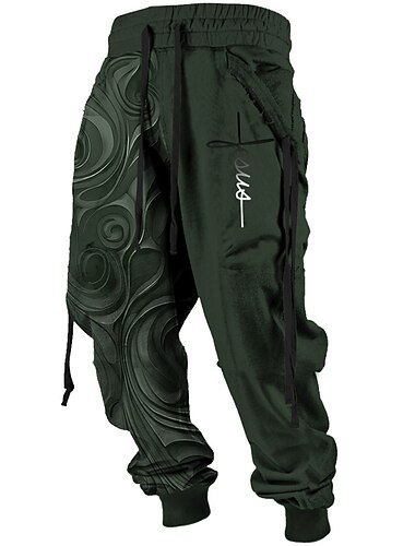  Præget Relief mønster. Årgang Abstrakt Herre 3D-udskrivning Joggingbukser Joggere Bukser udendørs Gade Afslappet / Hverdag Polyester Sort Blå Brun S M L Medium Talje Elasticitet Bukser