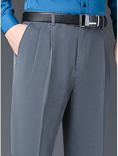  Herre Pæne bukser Bukser Suit Bukser Lomme Vanlig Komfort Åndbart udendørs Daglig I-byen-tøj Mode Afslappet Sort Kakifarvet