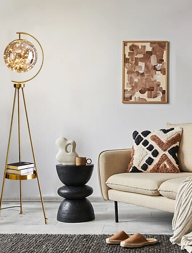  lampadaire de décoration lampadaires sur trépied avec étagère et abat-jour en verre lampe sur pied LED moderne du milieu du siècle avec table pour lampadaire de bureau 110-240v