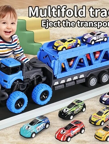  30,71 inch lengte vervormde spoor speelgoedauto met 6 stuks legering auto's Halloween en festival cadeau voor jongens en meisjes