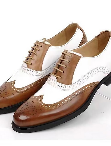  Miesten Oxford-kengät Derby-kengät Bullock kengät Kävely Vapaa-aika Päivittäin Nahka Mukava Nauhat Musta / valkoinen Valkoinen / sininen Valkoinen ruskea Kevät Syksy