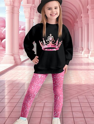  Para Meninas 3D Gato Conjunto Moletom e Legging Conjunto Manga Longa Impressão 3D Outono Inverno Ativo Moda Diário Infantil 3-12 anos Gola Redonda Ao ar livre Férias Encontro Normal