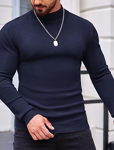  Homme Pull à col roulé Pull Pull de Noël Pull à col roulé pour homme Sauteur A côtes Tricoter Normal Tricoté Coupe Cintrée Plein Col Roulé Moderne contemporain Thermique Travail Usage quotidien