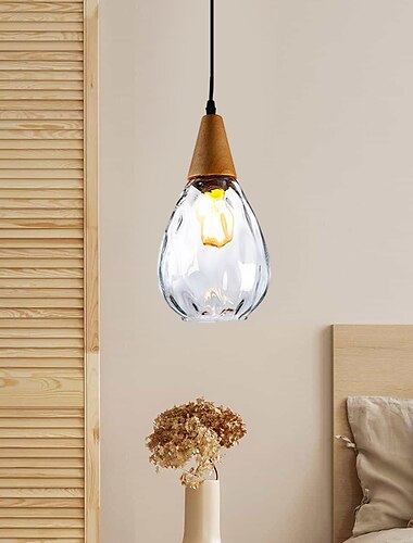  1-flammig 30cm Massivholz-Glas-Pendelleuchte LED schlankes einzelnes Design Inselleuchten moderner Stil Restaurant Geschäfte / Cafés Wohnzimmerleuchten 220-240V 110-120V