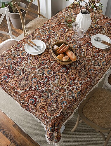  nappe en lin de coton vintage rectangle floral nappe pastorale couverture de table lavable pour intérieur extérieur, décoration de ferme, pique-nique