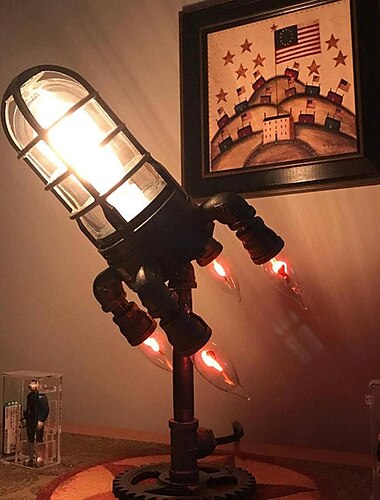  Lámpara de cohete lámpara decorativa hecha a mano brillo ajustable lámpara de cohete steampunk decoración de fiesta 24cm 9,5 pulgadas