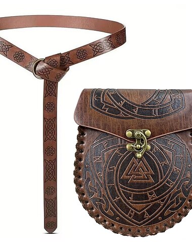  Mittelalterlich Taillengürtel Ren Faire Wikinger Unisex Keltisch Vikinger Halloween Karneval Leistung Party LARP Erwachsene Gürtel Tasche