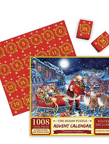 24 ημέρες advent calendar 24 πλέγμα χριστουγεννιάτικο παζλ τυφλό κουτί αντίστροφη μέτρηση κουτί ημερολογίου 1008 κομμάτια χαρτί δώρα πρόγραμμα παιχνιδιού αποσυμπίεσης