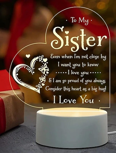  1 قطعة مصباح إبداعي ثلاثي الأبعاد، هدايا أخت لأختي ضوء ليلي، هدايا أخوات من الأخت، هدايا عيد ميلاد للأخت، هدية مصباح ليلي لعيد الميلاد