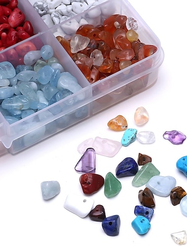  Natürliche Chip-Steinperlen über unregelmäßige Edelsteine, heilende Kristalle, lose Steine, Perlenloch gebohrt, DIY für Armband-Schmuckherstellung