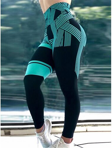  Femme Legging Actif Mode Vêtement de rue Cheville Taille haute marinière Imprimé Coupe haute Respirabilité Doux Confortable Micro-élastique Extérieur Yoga Plein Air Bleu œuf de mer Blanche Fuchsia