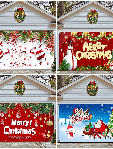  świąteczny baner na drzwi garażowe, święta Bożego Narodzenia w pomieszczeniach na zewnątrz, szczęśliwe tło, okładka dekoracji, świąteczny baner szczęśliwego nowego roku, duża osłona drzwi, świąteczne