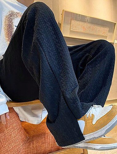 Per uomo Pantaloni della tuta Jogging Pantaloni della tuta a gamba larga Tasche A cordoncino Vita elastica Liscio Comfort Traspirante Esterno Giornaliero Per uscire Di tendenza Informale Nero Blu