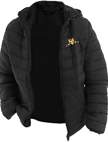  Herren Graphic Jeansstoff Mantel Winterjacke Brautkleider schlicht Täglich Festtage Ausgehen Bedruckt Herbst Winter Mit Kapuze Langarm Schwarz Armeegrün Dunkelblau