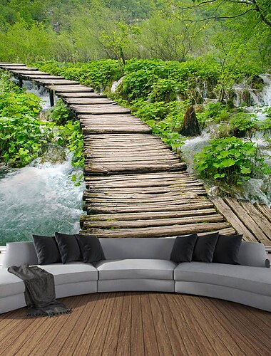  Seewald hängender Wandteppich, Wandkunst, großer Wandteppich, Wanddekoration, Fotografie, Hintergrund, Decke, Vorhang, Zuhause, Schlafzimmer, Wohnzimmer, Dekoration Wandtuch XXL Natur