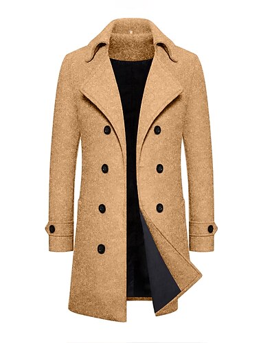  Herren Wintermantel Peacoat Trenchcoat Outdoor Freizeitskleidung Herbst Winter 95% Polyester 5% Baumwolle Oberbekleidung Bekleidung Modisch Strassenmode Glatt Kargen Doppelreihiger Verschluss