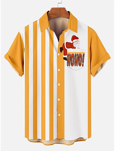  Karácsony Mikulás Hawaii Ingek Aloha Shirt Pullover Nyomtatott Grafikus Ing Kompatibilitás Férfi Felnőttek 3D nyomtatás Parti