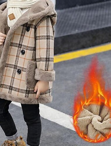  Barn Pojkar Trenchcoat Ytterkläder Rutig Långärmad Täcka Skola Häftig Dagligen Blå Kaki Vinter 7-13 år