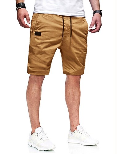  Per uomo Pantaloncini modello cargo Pantaloncini Pantaloncini casual Maglia da escursione Tasche A cordoncino Vita elastica Tinta unica Lunghezza del ginocchio Sportivo Corsa Streetwear Moda Verde